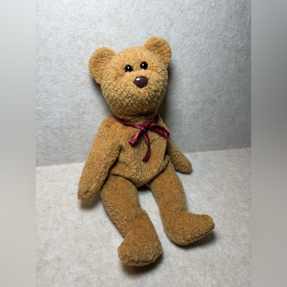 Vintage Rare Ty Beanie Babies Curly The Teddy Bear Plush Kids Toy 1993 Error - Picture 2 of 10